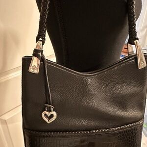Brighton Black Shoulder Bag with Silver Accents
